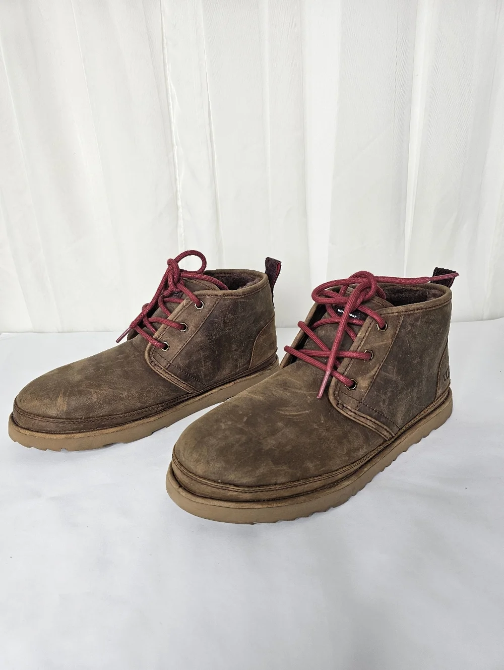 UGG Neumel Waterproof Leather Chukka Boots Grizzly Brown Cabincore Cozy Men's 10